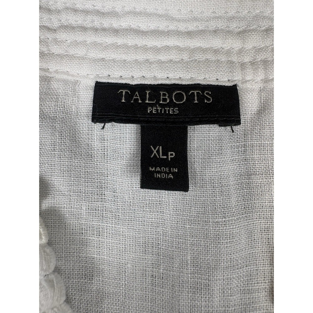 Talbots Women's 100% Linen Sleeveless White Camisole Top Crochet Size XL Petite - Picture 12 of 12